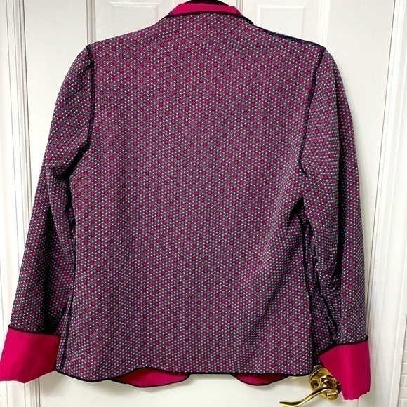 Beluva San Francisco Reversible rayon Fushia jacket. Dot / solid. Size Medium. - Picture 3 of 10